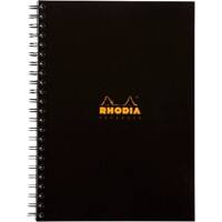 Rhodia Notebook 119232C A4 Ruled Spiral Bound Cardboard Hardback Black Perforated 160 Pages 80 Sheets
