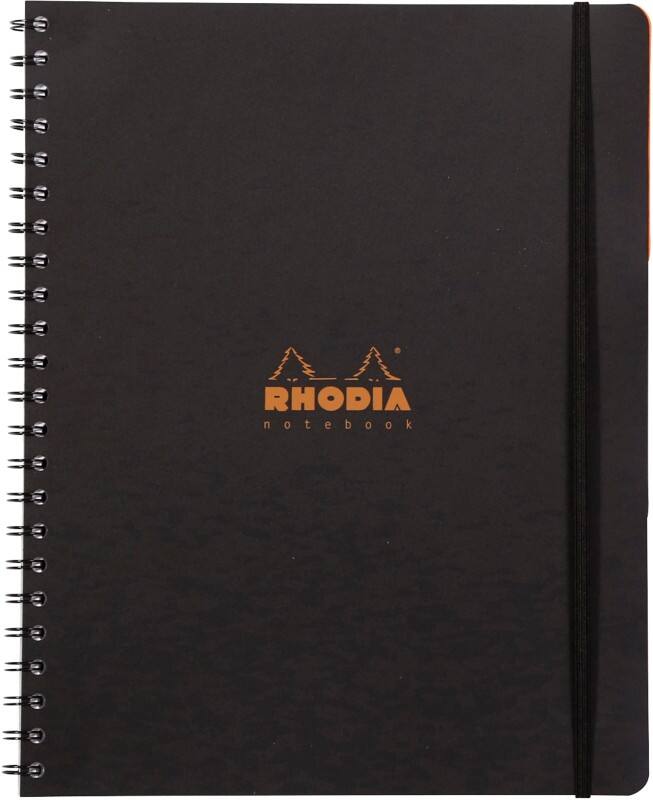 Rhodia Notebook 119236C A4+ Ruled Spiral Bound PP (Polypropylene) Soft Cover Black Perforated 180 Pages 90 Sheets