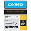 Dymo IND S0718620 / 18445 Authentic Rhino Vinyl Label Tape Self Adhesive Black Print on White 19 mm x 5.5m