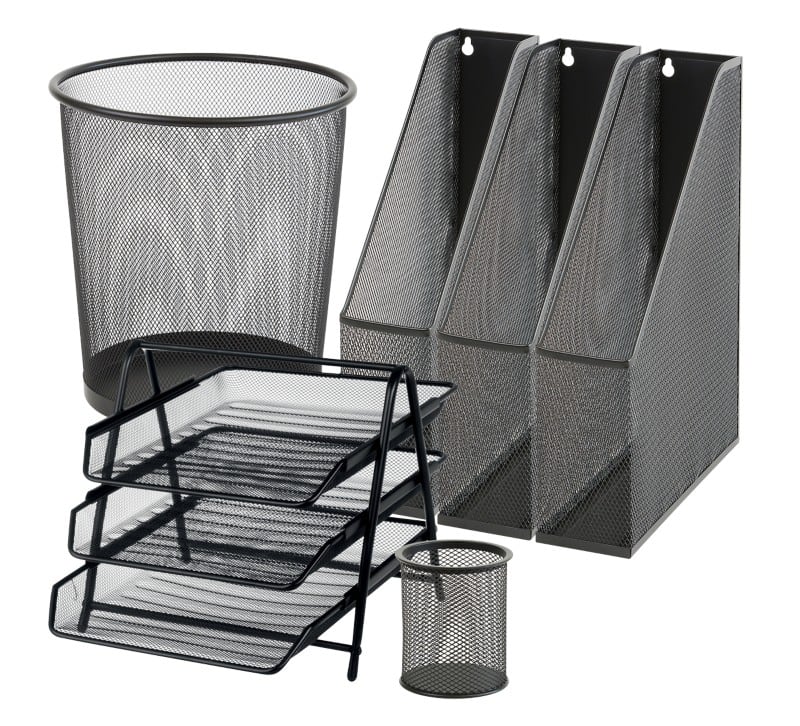 Viking Desk Organiser Organisation Bundle Black Wire Mesh
