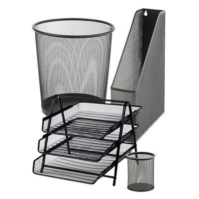 Viking Desk Organiser Organisation Bundle Black Wire Mesh