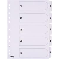 Viking Indices A4 White 5 Part Perforated Cardboard 1 to 5