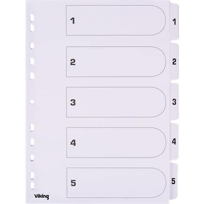 Viking Indices A4 White 5 Part Perforated Cardboard 1 to 5