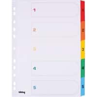 Viking Indices A4 Assorted 5 Part Perforated Cardboard 1 to 5