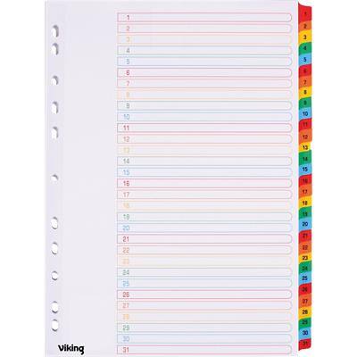 Office Depot Indices A4 Assorted 31 Part Perforated Card 1 to 31