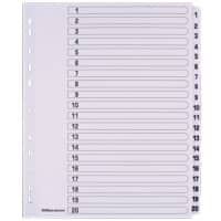 Office Depot Indices A4+ White 20 Part Perforated Cardboard 1 to 20