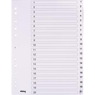 Viking Indices A4 White 20 Part Perforated Polypropylene 1 to 20