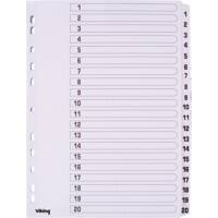 Viking Indices A4 White 20 Part Perforated Cardboard 1 to 20