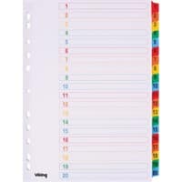 Office Depot Indices A4 Assorted 20 Part Perforated Card 1 to 20