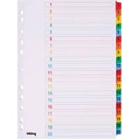 Office Depot Indices A4 Assorted 20 Part Perforated Card 1 to 20