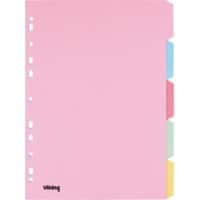 Office Depot Blank Dividers A4 Assorted Multicolour 5 Part Cardboard Rectangular 11 Holes Pack of 5