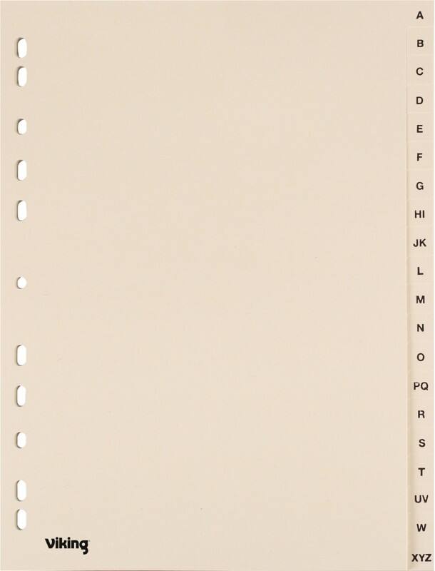 Viking Punched Dividers, Buff Board, A4, 20 Part A-Z - Set
