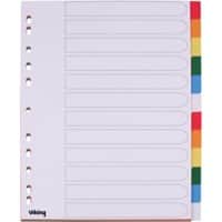 Office Depot Blank Dividers A4+ Assorted Multicolour 12 Part PP (Polypropylene) Rectangular 11 Holes 28202
