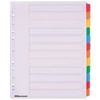 Office Depot Blank Dividers A4+ White Multicolour 12 Part Pressboard Rectangular 12 Holes