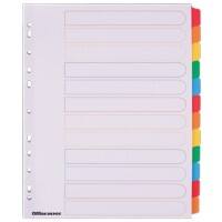 Office Depot Blank Dividers A4+ White Multicolour 12 Part Pressboard Rectangular 12 Holes Pack of 12
