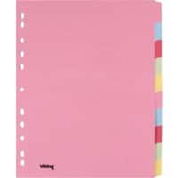 Office Depot Blank Dividers A4+ Assorted Multicolour 10 Part Cardboard Rectangular 11 Holes