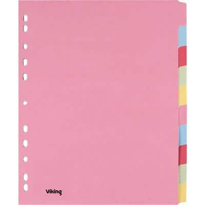 Viking Blank Dividers A4+ Assorted Multicolour 10 Part Cardboard Rectangular 11 Holes