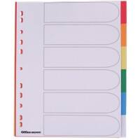 Office Depot Blank Dividers A4+ Assorted Multicolour 6 Part PP (Polypropylene) Rectangular 11 Holes 28204