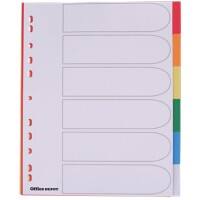 Office Depot Blank Dividers A4+ Assorted Multicolour 6 Part PP (Polypropylene) Rectangular 11 Holes 28204