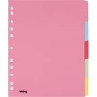 Viking Blank Dividers A4+ Assorted Multicolour 5 Part Cardboard Rectangular 11 Holes 28403