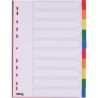 Viking Blank Dividers A4 Assorted Multicolour 10 Part PP (Polypropylene) Rectangular 11 Holes 10 Sheets
