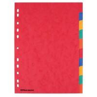 Office Depot Blank Dividers A4 Assorted Multicolour 10 Part Pressboard Rectangular 11 Holes Pack of 10