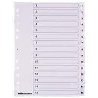Office Depot Indices A4 White 15 Part Perforated PP 1 to 15