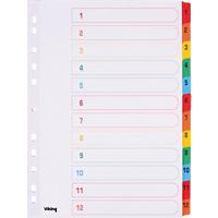 Office Depot Indices A4 Assorted 12 Part Perforated Card 1 to 12
