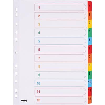 Office Depot Indices A4 Assorted 12 Part Perforated Card 1 to 12