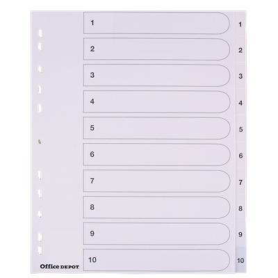Office Depot Indices A4+ White 10 Part Perforated PP 1 to 10