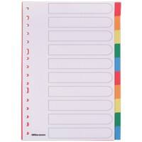 Office Depot Blank Dividers Folio White Multicolour 10 Part PP (Polypropylene) Rectangular 11 Holes Pack of 10