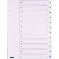 Viking Jan - Dec Dividers A4 White 12 Part PP (Polypropylene) 11 Holes