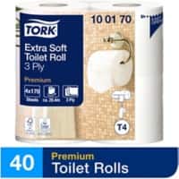 Tork T4 Premium Toilet Roll 3 Ply 100170 40 Rolls of 170 Sheets