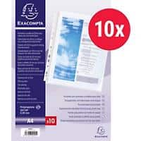 Exacompta Punched Pockets A4 Smooth Transparent 200 microns Polypropylene Up 11 Holes 5507E Pack of 10