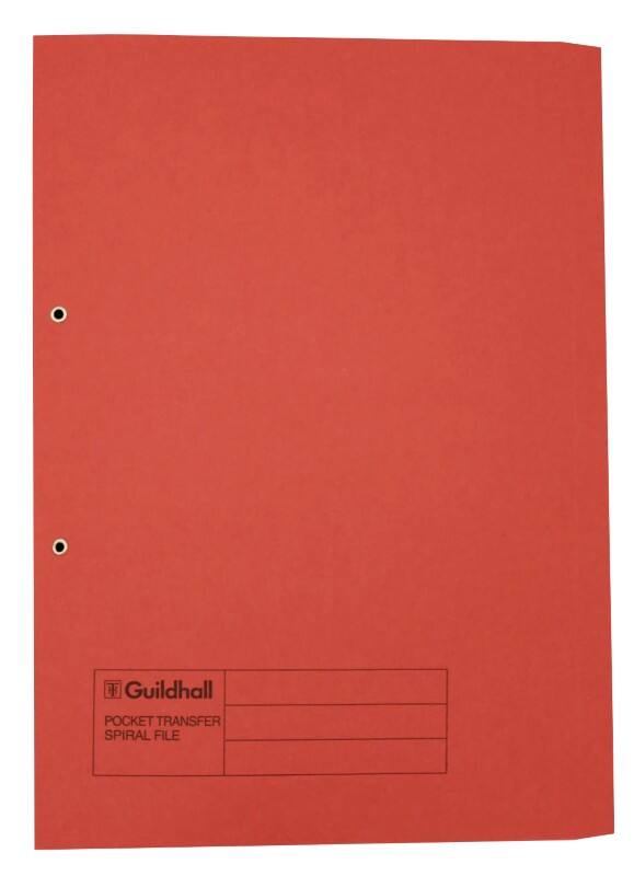 Guildhall Spiral File Foolscap Red Manila 315 gsm Pack of 25