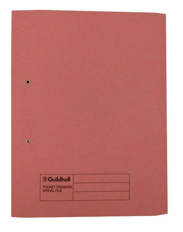 Guildhall Spiral File Foolscap Pink Manila 315 gsm Pack of 25