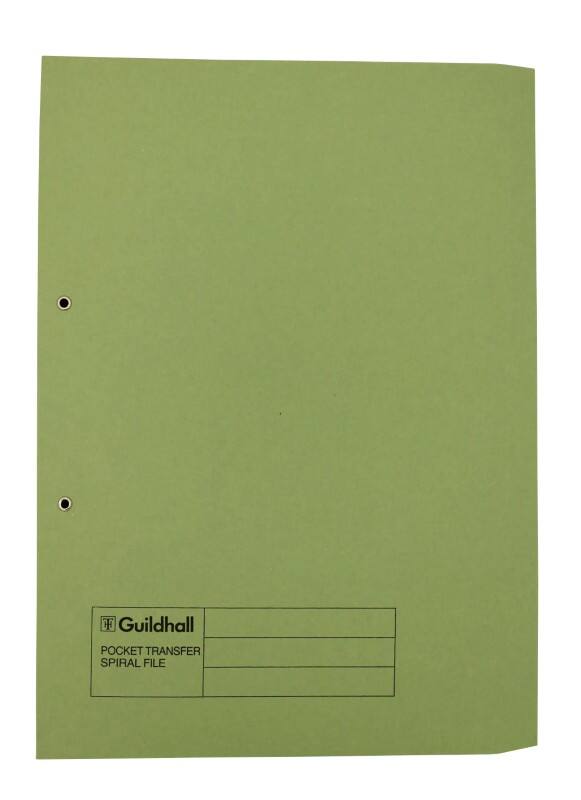 Guildhall Spiral File Foolscap Green Manila 315 gsm Pack of 25