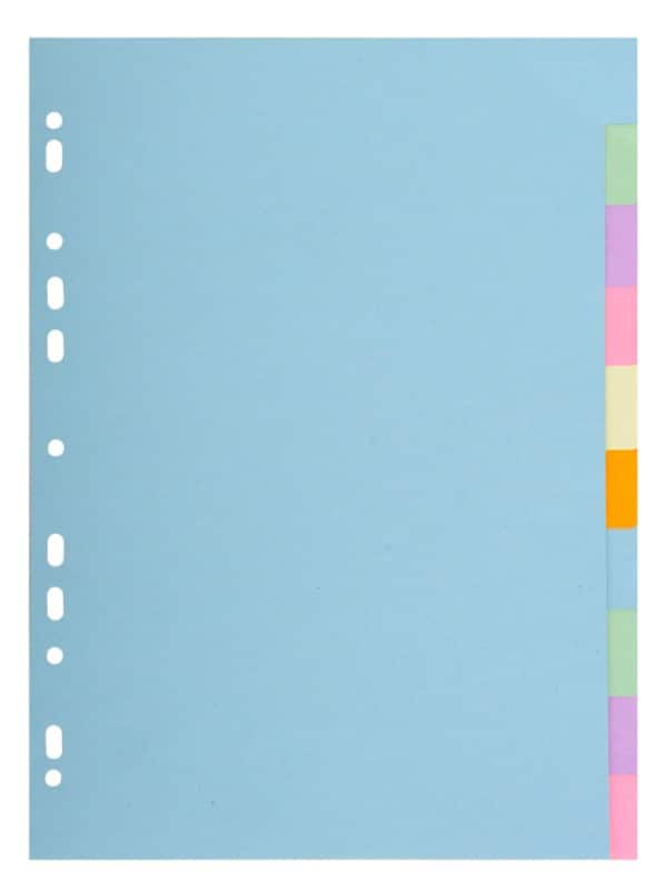 Exacompta Blank Blank Dividers A4 Assorted 10 Part Cardboard 11 Holes 1610E
