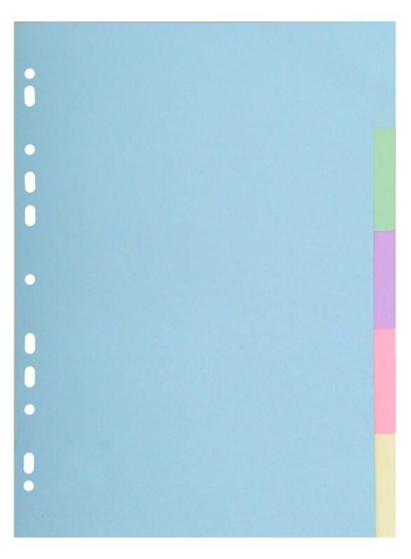 Exacompta Blank Blank Dividers A4 Assorted 5 Part Cardboard 11 Holes 1605E