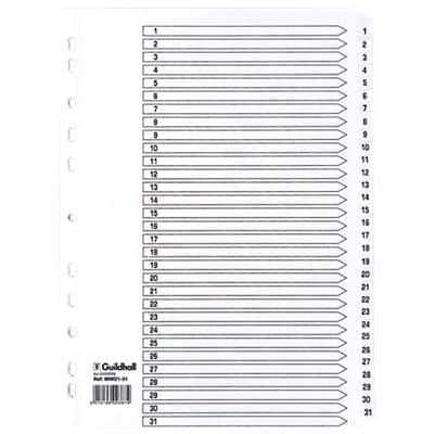 Guildhall Indices A4 White 31 Part Perforated Card 1 to 31