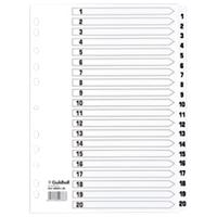 Guildhall Indices A4 White 20 Part Perforated Card 1 to 20