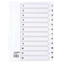 Guildhall Indices A4 White 12 Part Perforated Card 1 to 12