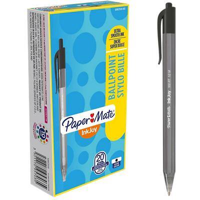 Papermate InkJoy 100 RT Ballpoint Pen Black Medium 0.8 mm No 20 Pieces