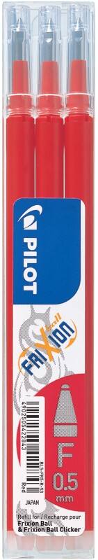 Pilot FriXion Ball Rollerball Pen Refill 0.25 mm Fine Red Pack of 3