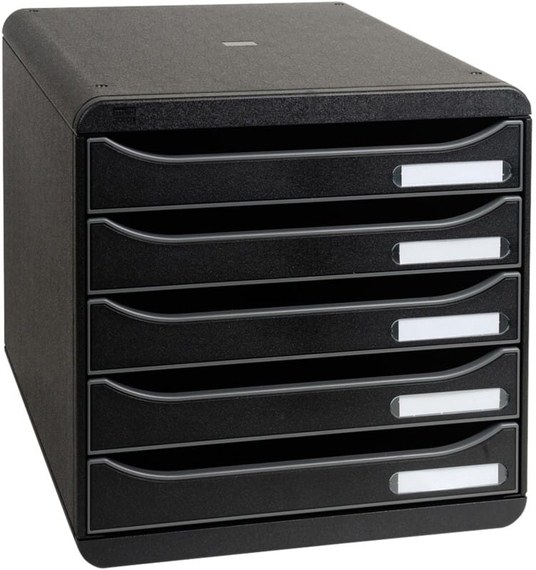 Exacompta Desktop Drawers PS (Polystyrene) Black 5 Drawers 27.8 x 34.7 x 27.1 cm A4+