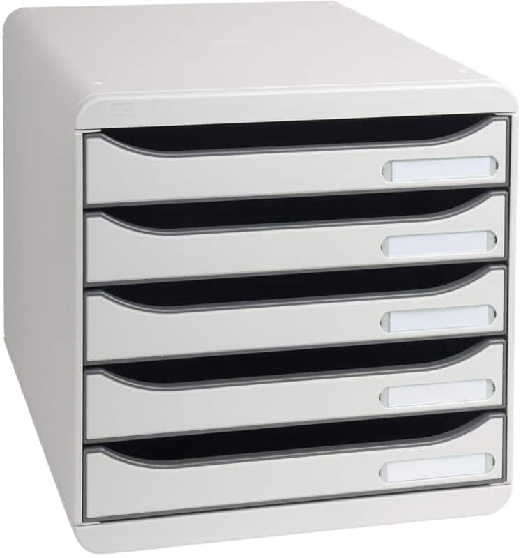 Exacompta Big Box Plus Classic Desktop Drawers PS (Polystyrene) Grey 5 Drawers 27.8 x 34.7 x 27.1 cm A4