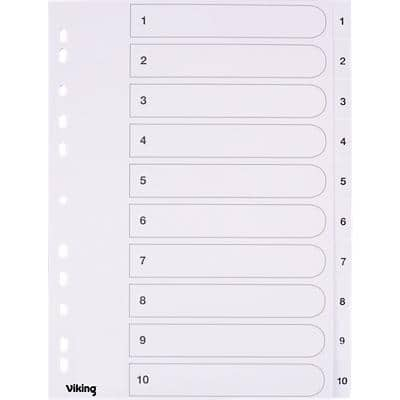 Viking Indices A4 White 10 Part Perforated Manila 1 to 10