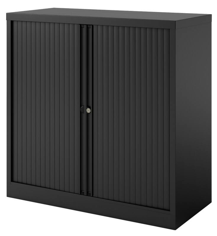 Bisley Tambour Cupboard Steel 1 Shelf Lockable 1,000 x 470 x 1,015 mm Black