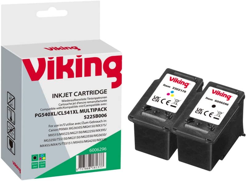 Viking PG-540XL / CL-541XL Compatible Canon Ink Cartridge Black & 3 Colours Pack of 2 Multipack