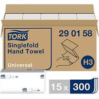 Tork Folded Hand Towels H3 Universal 1 Ply V-fold White 300 Sheets Pack of 15